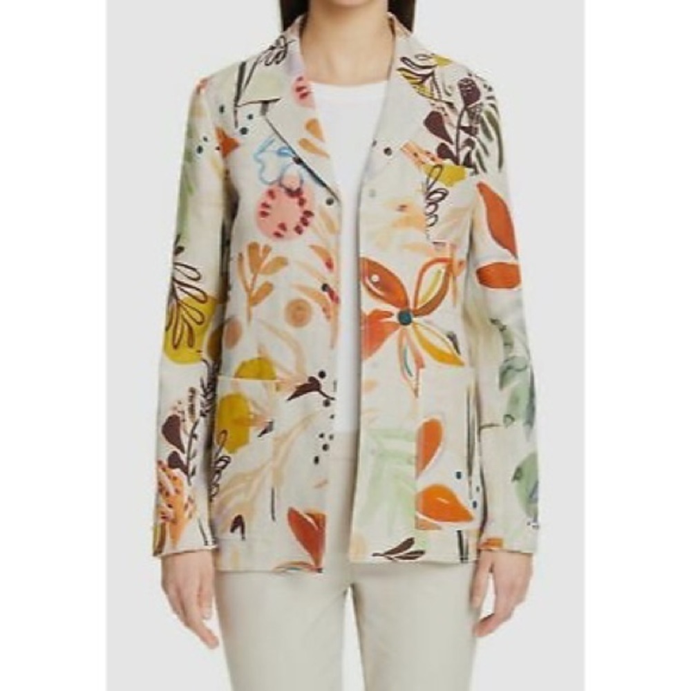 Like New Lafayette 148 New York Jolisa Floral Print Linen Jacket Size Large